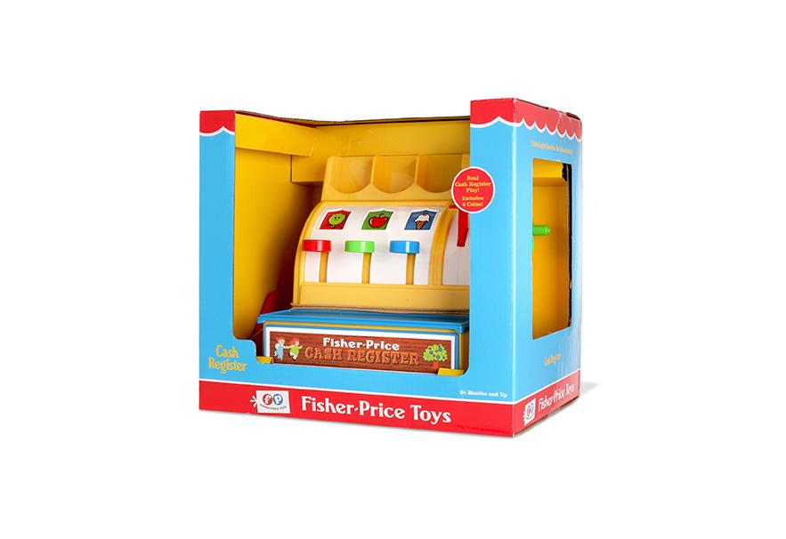 speelgoedkassa in doos met veel verschillende kleuren