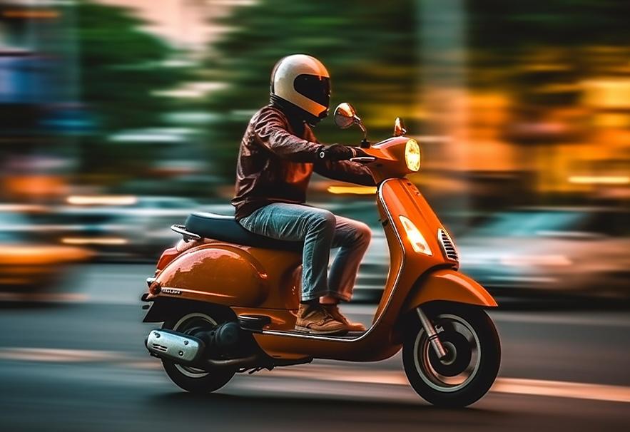 scooter racet door de stad